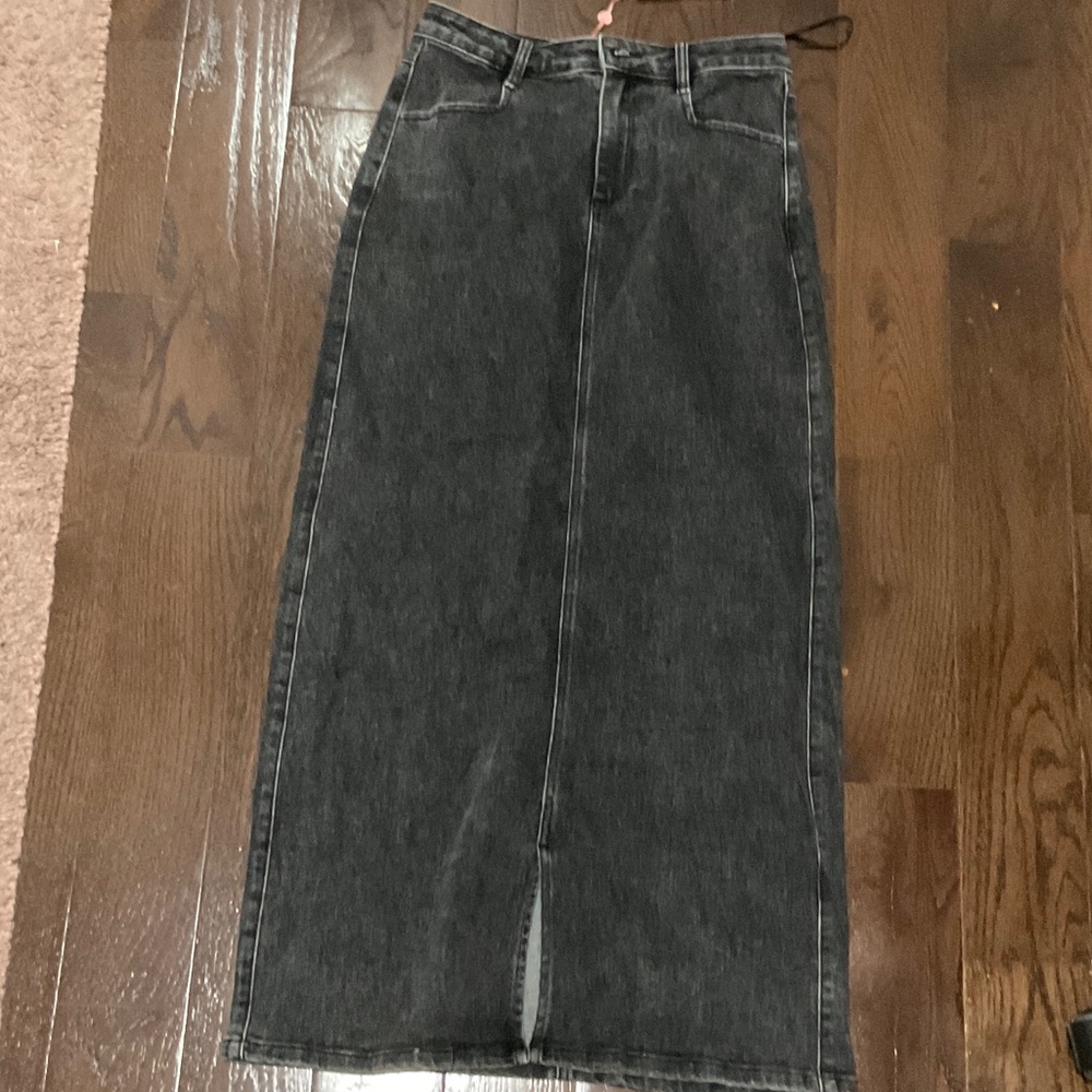 Black Denim Maxi Skirt